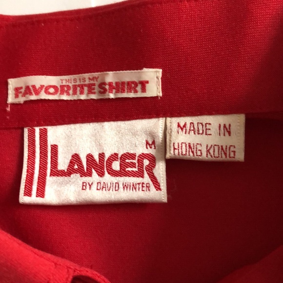 Lancer M Red Polo collar short sleeve Vintage Pocket split hem Excellent Conditi - Picture 5 of 9